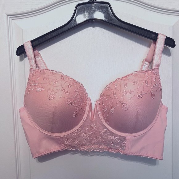 Daisey Fuentes Other - Daisey Fuentes Lace Padded Bra-Pale Pastel Peach Color-Wire V Front-40C-Gold